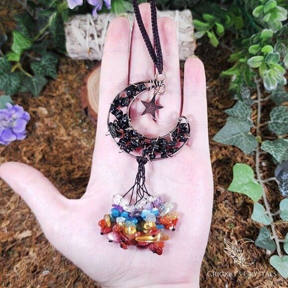 Handmade Obsidian Crystal Moon Décor #4 - Picture 2 of 3